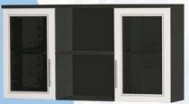 Антресоль большая с двумя стеклодверями ДЛЯ ГОСТИНОЙ АБС-2 Венге/Дуб выбеленный в Емельяново - emelyanovo.katalogmebeli.com | фото