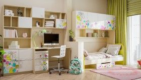 Детская комната Флёр (Белый/корпус Клен) в Емельяново - emelyanovo.katalogmebeli.com | фото