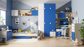 Детская комната Скай (Синий/Белый/корпус Клен) в Емельяново - emelyanovo.katalogmebeli.com | фото