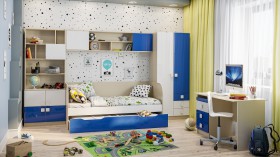 Детская комната Скай Люкс (Синий/Белый/корпус Клен) в Емельяново - emelyanovo.katalogmebeli.com | фото