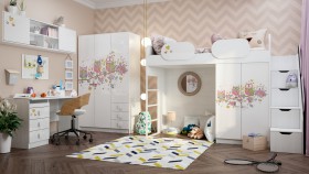 Детская комната Совушки (Белый/корпус Выбеленное дерево) в Емельяново - emelyanovo.katalogmebeli.com | фото