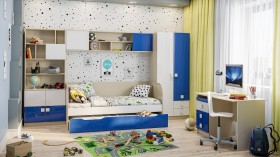Диван-кровать Скай люкс (Синий/Белый/корпус Клен) в Емельяново - emelyanovo.katalogmebeli.com | фото 2