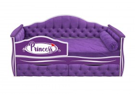 Кровать 160 серии Иллюзия 2 ящика 32 Фиолетовый (мягкие боковые накладки/подушка валик) в Емельяново - emelyanovo.katalogmebeli.com | фото