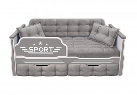 Кровать 160 серии Спорт 2 ящика 45 Серый (подушки) в Емельяново - emelyanovo.katalogmebeli.com | фото