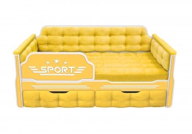 Кровать 160 серии Спорт 2 ящика 74 Жёлтый (мягкие боковые накладки) в Емельяново - emelyanovo.katalogmebeli.com | фото