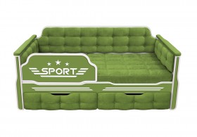 Кровать 160 серии Спорт 2 ящика 76 Зелёный (мягкие боковые накладки) в Емельяново - emelyanovo.katalogmebeli.com | фото