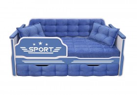Кровать 160 серии Спорт 2 ящика 85 Синий (подушки) в Емельяново - emelyanovo.katalogmebeli.com | фото