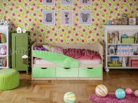 Кровать Бабочки 1,6м (Салатовый металлик) в Емельяново - emelyanovo.katalogmebeli.com | фото