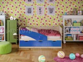 Кровать Бабочки 1,6м (Синий металлик) в Емельяново - emelyanovo.katalogmebeli.com | фото