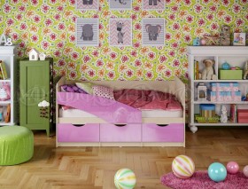 Кровать Бабочки 1,6м (Сиреневый металлик) в Емельяново - emelyanovo.katalogmebeli.com | фото