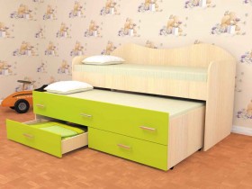 Кровать детская Нимфа двухместная 2.0 Дуб молочный/Лайм в Емельяново - emelyanovo.katalogmebeli.com | фото