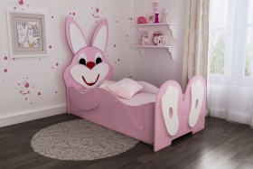 Кровать детская Зайка 1.6 Розовый/Белый в Емельяново - emelyanovo.katalogmebeli.com | фото