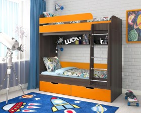 Кровать двухъярусная Юниор-5  Бодего/Оранжевый в Емельяново - emelyanovo.katalogmebeli.com | фото