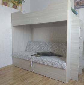 Кровать двухъярусная с диваном (Беленый дуб) в Емельяново - emelyanovo.katalogmebeli.com | фото