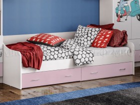 Кровать Fashion-1 Вега 0,9 м (Белый/Розовый) в Емельяново - emelyanovo.katalogmebeli.com | фото