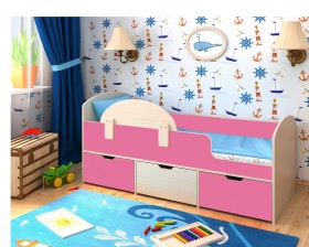 Кровать Малыш-мини Дуб молочный/Розовый в Емельяново - emelyanovo.katalogmebeli.com | фото