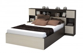 Кровать с прикроватным блоком КР 552 Спальня Basya (венге/белфорт) в Емельяново - emelyanovo.katalogmebeli.com | фото