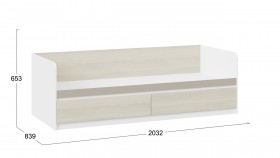 Кровать «Сканди» с 2 ящиками Дуб Гарден/Белый/Глиняный серый в Емельяново - emelyanovo.katalogmebeli.com | фото 3