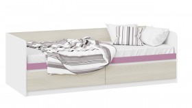 Кровать «Сканди» с 2 ящиками Дуб Гарден/Белый/Лиловый в Емельяново - emelyanovo.katalogmebeli.com | фото 1