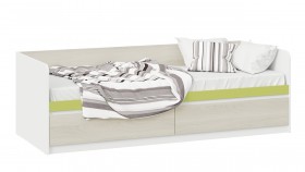 Кровать «Сканди» с 2 ящиками Дуб Гарден/Белый/Зеленый в Емельяново - emelyanovo.katalogmebeli.com | фото