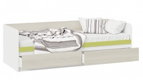 Кровать «Сканди» с 2 ящиками Дуб Гарден/Белый/Зеленый в Емельяново - emelyanovo.katalogmebeli.com | фото 2