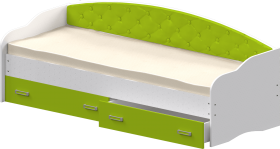 Кровать Софа-7 с мягкой спинкой (800х1900) Белый/Лайм в Емельяново - emelyanovo.katalogmebeli.com | фото