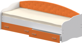 Кровать Софа-7 с мягкой спинкой (800х1900) Белый/Оранжевый в Емельяново - emelyanovo.katalogmebeli.com | фото