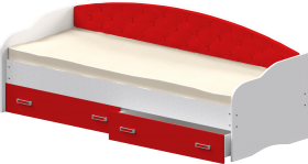 Кровать Софа-8 с мягкой спинкой (900х1900) Белый/Красный в Емельяново - emelyanovo.katalogmebeli.com | фото