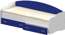 Кровать Софа-8 с мягкой спинкой (900х1900) Белый/Синий в Емельяново - emelyanovo.katalogmebeli.com | фото