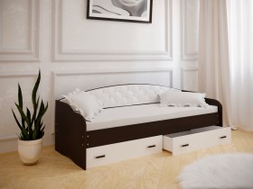 Кровать Софа-8 с мягкой спинкой (900х1900) Венге/ Белый в Емельяново - emelyanovo.katalogmebeli.com | фото