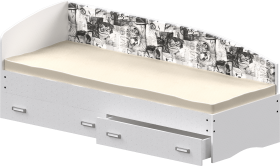 Кровать Софа-9 с мягкой спинкой с рисунком Милана (900х1900) Белый в Емельяново - emelyanovo.katalogmebeli.com | фото