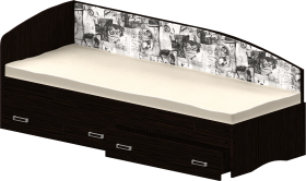 Кровать Софа-9 с мягкой спинкой с рисунком Милана (900х2000) Венге в Емельяново - emelyanovo.katalogmebeli.com | фото