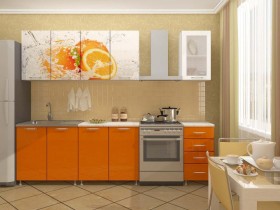 Кухонный гарнитур 1,8м Апельсин (Белый/Оранжевый металлик/Фотопечать апельсин) в Емельяново - emelyanovo.katalogmebeli.com | фото 1