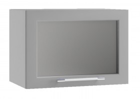 Квадро ПГС 500 шкаф верхний горизонтальный со стеклом (Белая кожа/корпус Серый) в Емельяново - emelyanovo.katalogmebeli.com | фото