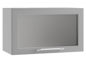 Квадро ПГС 600 шкаф верхний горизонтальный со стеклом (Белая кожа/корпус Серый) в Емельяново - emelyanovo.katalogmebeli.com | фото