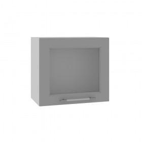 Квадро ВПГС 500 шкаф верхний горизонтальный со стеклом высокий (Белая кожа/корпус Серый) в Емельяново - emelyanovo.katalogmebeli.com | фото