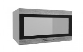 Лофт ВПГСФ 800 шкаф верхний горизонтальный со стеклом высокий с фотопечатью (Дуб майский/корпус Серый) в Емельяново - emelyanovo.katalogmebeli.com | фото