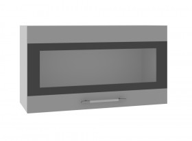 Ройс ВПГСФ 800 Шкаф верхний горизонтальный со стеклом с фотопечатью высокий (Ваниль софт/корпус Серый) в Емельяново - emelyanovo.katalogmebeli.com | фото
