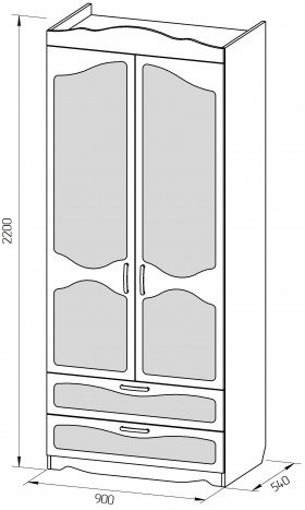 Шкаф 2-х створчатый с ящиками серии Иллюзия 32 Фиолетовый в Емельяново - emelyanovo.katalogmebeli.com | фото 2