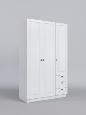 Шкаф 3-х створчатый с ящиками Классика (Белый/корпус Выбеленное дерево) в Емельяново - emelyanovo.katalogmebeli.com | фото
