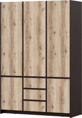 Модульная система "Прага" Шкаф для одежды трехстворчатый Дуб Венге/Дуб Делано в Емельяново - emelyanovo.katalogmebeli.com | фото