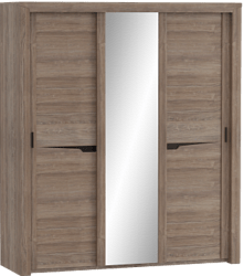 Шкаф трехдверный Соренто с раздвижными дверями Дуб стирлинг/Кофе структурный матовый в Емельяново - emelyanovo.katalogmebeli.com | фото 1
